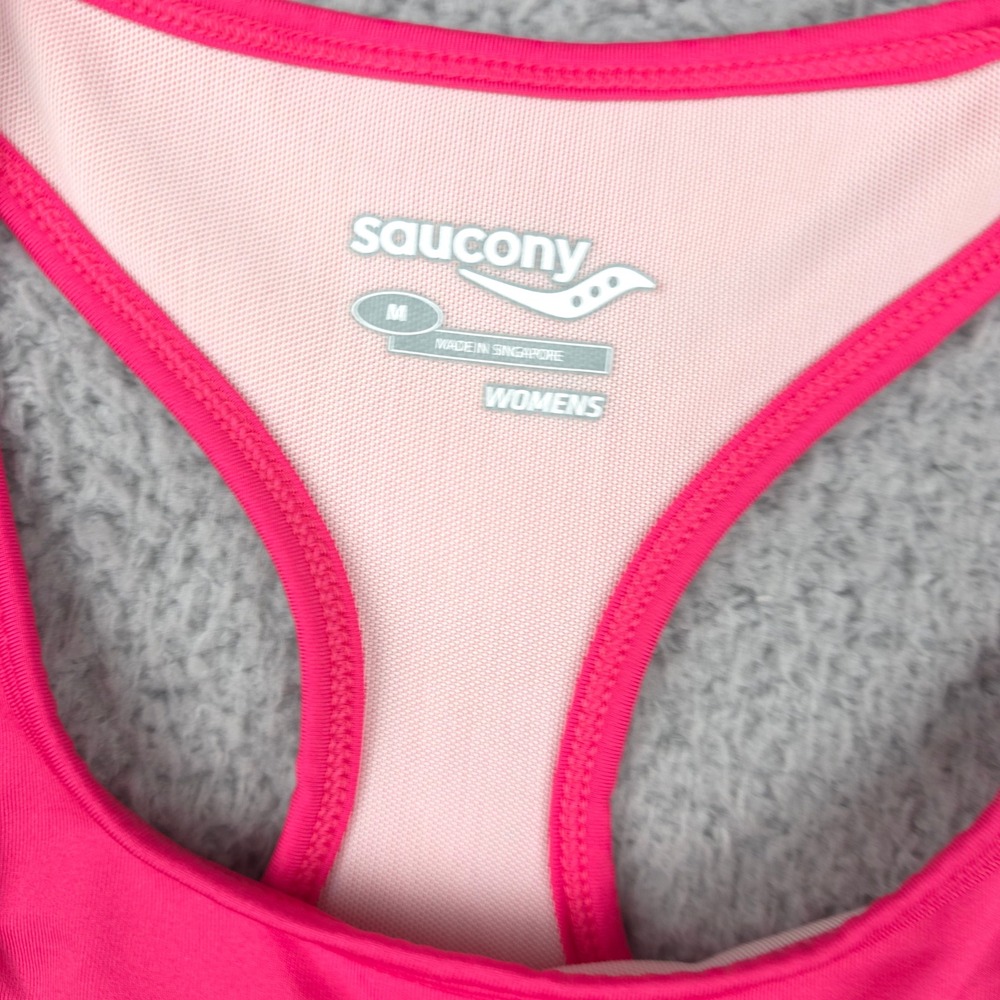 Saucony Womens‎ Tank Top Medium M Pink Black Athletic Racerback Sleeveless